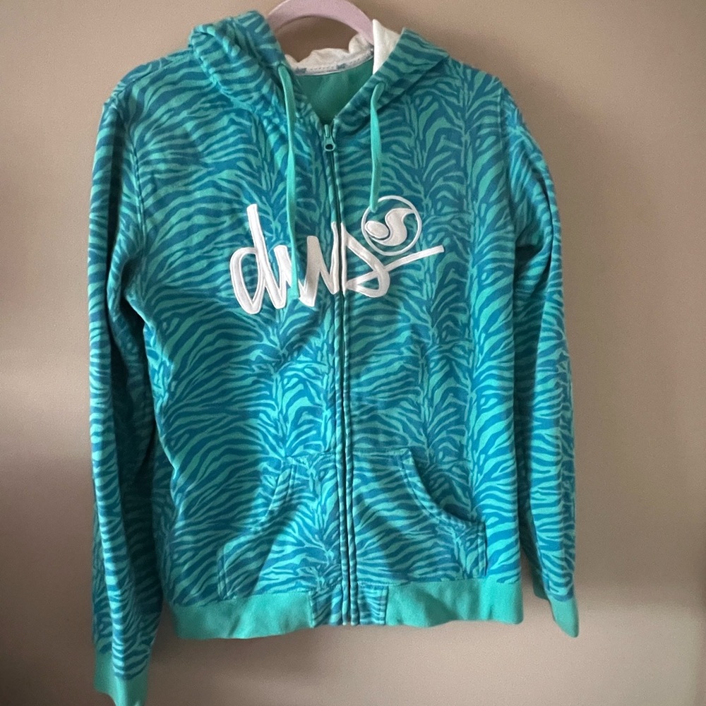 Zebra print blue DVS zip up hoodie